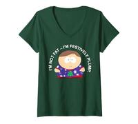 Femme South Park Costume de Cartman de Noël rétro T-Shirt avec Col en V