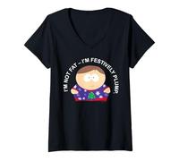 Femme South Park Costume de Noël Cartman Festif rétro Amis T-Shirt avec Col en V