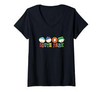 Femme South Park Eric, Kenny, Kyle & Stand Têtes flottantes T-Shirt avec Col en V