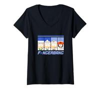 Femme South Park Fingerbang Boy Band Album Line Up T-Shirt avec Col en V