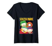 Femme South Park Funny Framed Snapshot of The Boys Cartoon T-Shirt avec Col en V