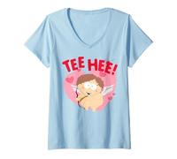 Femme South Park Valentine's Day Tee Hee Eric Cartman Cherub Cupid T-Shirt avec Col en V