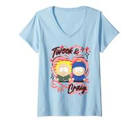 Femme South Park Valentine's Day Tw raig Graffiti Heart T-Shirt avec Col en V