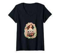 Femme Southern Charm Derby Belle 2026 Cheval Floral T-Shirt avec Col en V