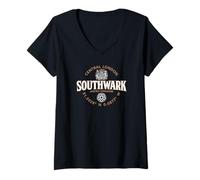 Femme Southwark Central London England Coordonnates Label 2C T-Shirt avec Col en V