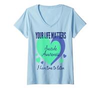 Femme Soutien à la prévention du Suicide T-Shirt avec Col en V