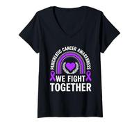 Femme Soutien à la Sensibilisation au Cancer du pancréas Que Nous luttons Ensemble T-Shirt avec Col en V