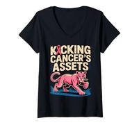 Femme Soutien Cancer du Sein: Vaincre Le Cancer T-Shirt avec Col en V