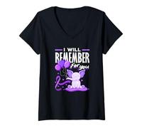 Femme Soutien de Sensibilisation à la maladie d'Alzheimer chez Les éléphants Remember for You T-Shirt avec Col en V