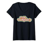 Femme Soutien de Sensibilisation aux Maladies neurodégénératives de Fuck Parkinson T-Shirt avec Col en V