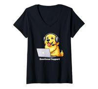 Femme Soutien émotionnel Golden Retriever Dog Service Client T-Shirt avec Col en V