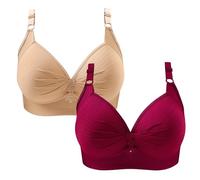 Femme Soutien Gorge Lot de 2 Sans Armature Push Up Grande Taille Dos Nu 2PCS Respirant Sport Bustier Remonte Poitrine