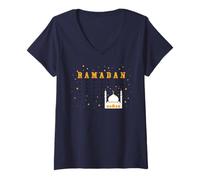 Femme Souvenez-Vous d'Allah : Ramadan Matin, après-midi, Jour et Nuit T-Shirt avec Col en V