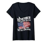Femme Souvenez-Vous de Tout Le Monde déployé jusqu'à ce qu'ils rentrent Tous à la Maison T-Shirt avec Col en V