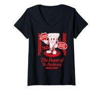 Femme Souvenir Amusant de Pizza de la fête de St Anthony North End Boston T-Shirt avec Col en V