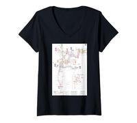 Femme Souvenir Artistique des Super Lignes de métro de Mexico T-Shirt avec Col en V
