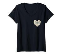 Femme Souvenir d'amour Graphique Rustique T-Shirt avec Col en V