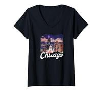 Femme Souvenir de Chicago T-Shirt avec Col en V