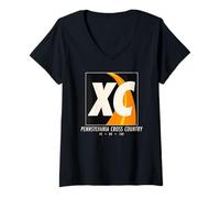 Femme Souvenir de Course de Plein air New York Running Art Vintage XC T-Shirt avec Col en V