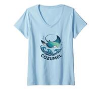 Femme Souvenir de Cozumel au Mexique/Cozumel T-Shirt avec Col en V
