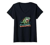 Femme Souvenir de Cozumel au Mexique/Cozumel T-Shirt avec Col en V