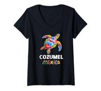 Femme Souvenir de Cozumel au Mexique/Cozumel T-Shirt avec Col en V