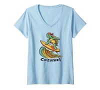 Femme Souvenir de Cozumel au Mexique/Cozumel T-Shirt avec Col en V