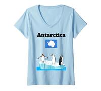 Femme Souvenir de croisière en Antarctique avec Drapeau de l'Antarctique T-Shirt avec Col en V