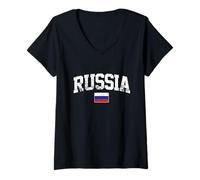 Femme Souvenir de la Russie Cadeau pour Fan de la Russie Cadeau Russie T-Shirt avec Col en V