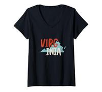 Femme Souvenir de l'état de Virginie USA, VA T-Shirt avec Col en V