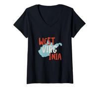 Femme Souvenir de l'état de Virginie West Virginia USA, WV T-Shirt avec Col en V