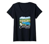 Femme Souvenir de l'île Sainte-Lucie Castries T-Shirt avec Col en V