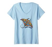 Femme Souvenir de l'île Sainte-Lucie Mer des Caraïbes Sainte-Lucie T-Shirt avec Col en V