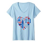 Femme Souvenir de Londres British Guards UK Souvenir Big Ben Sights T-Shirt avec Col en V