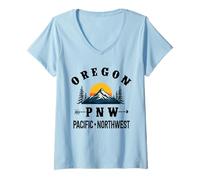 Femme Souvenir de l'Oregon PNW Vintage USA Amérique T-Shirt avec Col en V
