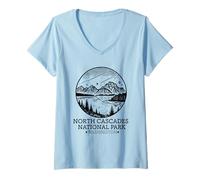 Femme Souvenir de North Cascades National Park Washington T-Shirt avec Col en V