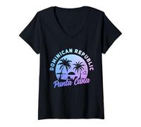 Femme Souvenir de Punta Cana République dominicaine T-Shirt avec Col en V