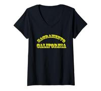 Femme Souvenir de Sacramento Californie USA T-Shirt avec Col en V