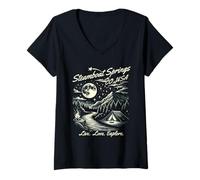 Femme Souvenir de Steamboat Springs, Colorado, États-Unis, Motif montagnard T-Shirt avec Col en V
