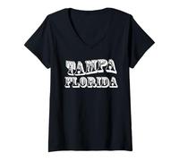 Femme Souvenir de Tampa, Floride, États-Unis T-Shirt avec Col en V