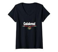 Femme Souvenir de vacances d'été à Calakmul, Mexique, avec drapeau T-Shirt avec Col en V