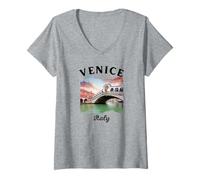 Femme Souvenir de Venise de l'Italie T-Shirt avec Col en V