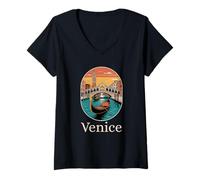 Femme Souvenir de Venise de l'Italie T-Shirt avec Col en V