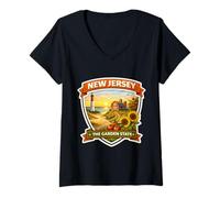 Femme Souvenir de Visiteur du New Jersey The Garden State T-Shirt avec Col en V