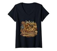 Femme Souvenir de Voyage dessiné à la Main en Afghanistan T-Shirt avec Col en V