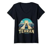 Femme Souvenir de Voyage Vintage de Téhéran en Iran T-Shirt avec Col en V