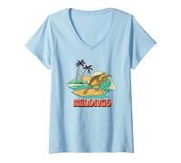 Femme Souvenir des Maldives T-Shirt avec Col en V