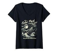 Femme Souvenir d'Estes Park, Colorado, États-Unis, Motif montagnard T-Shirt avec Col en V