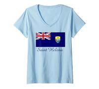Femme Souvenir Drapeau Sainte-Hélène T-Shirt avec Col en V