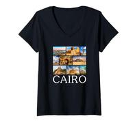 Femme Souvenir du Caire/Le Caire T-Shirt avec Col en V